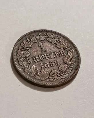 Rara moneta 1 Kreuzer 1859 ( Granducato di Baden) 