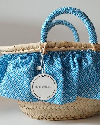 Borsetta bambina Lola Palacios cestino azzurra