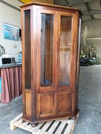 Vetrina angolare  legno stile arte povera-h200 cm