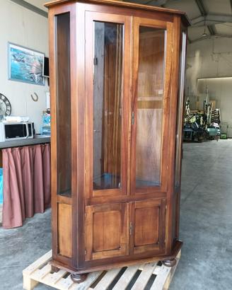Vetrina angolare  legno stile arte povera-h200 cm