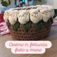 cestino in fettuccia ad uncinetto 