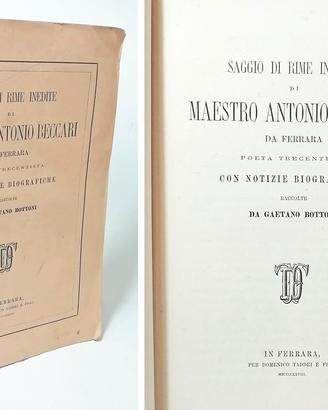 SAGGIO DI RIME INEDITE - BOTTONI GAETANO 1878