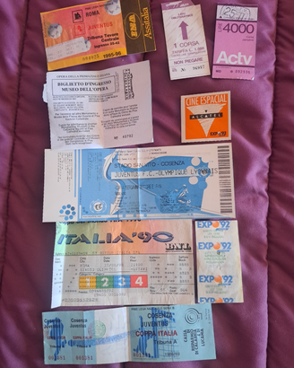 Biglietti usati Italia 90,cosenza,Juventus ecc