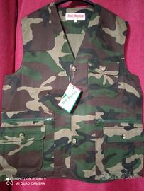 GILET CACCIA MIMETICO TAGLIA 56 MULTITASCHE NUOVO