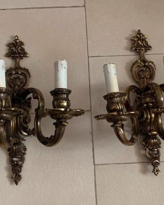 Applique dorate a tre luci in ottone