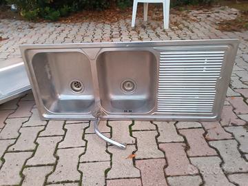 Lavello acciaio cucina due pozzetti 