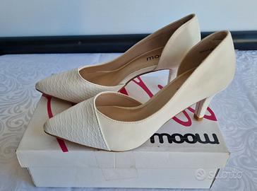 MOOM Scarpe con tacco bianche, taglia 37