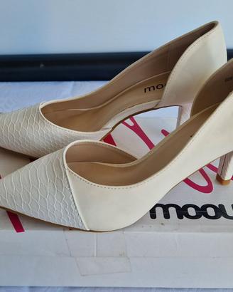 MOOM Scarpe con tacco bianche, taglia 37