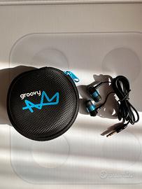 Cuffiette in-ear con custodia Groovy, jack 3.5 mm