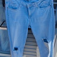 Jeans skinny elasticizzati vita bassa con decori