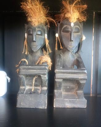 2 sculture statue etniche in legno - Arte africana