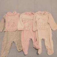 set 3 tutine in ciniglia bambina 6/9 mesi