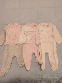 set 3 tutine in ciniglia bambina 6/9 mesi
