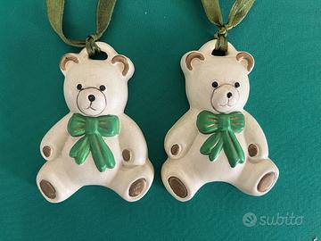 Coppia di Orsetti di Natale vintage in ceramica