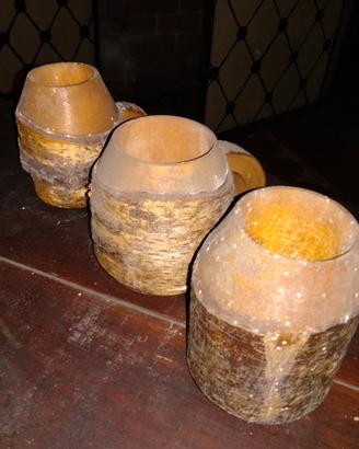 3 antichi boccali bicchieri in legno da collezione