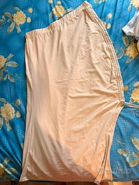 Gonna Lunga Beige  a Tubino con Spacco laterale