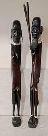 coppia statuette africane artigianali in legno pre