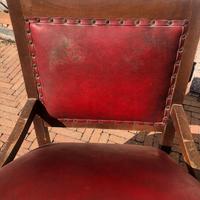 Antica Sedia "Comoda" in legno e pelle inizi 900