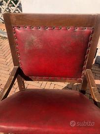 Antica Sedia "Comoda" in legno e pelle inizi 900