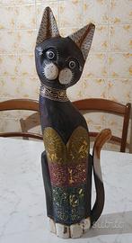 Gatto etnico in legno - vintage