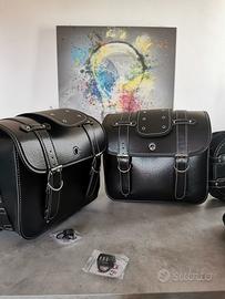 Set borse laterali moto per harley custom chopper