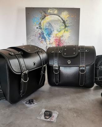 Set borse laterali moto per harley custom chopper