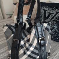 Borsa Burberry victoria tote check bianca e nera
