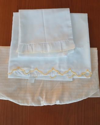 set/parure 3 pz navicella/culla