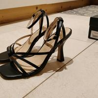 Sandali neri con tacco vera pelle