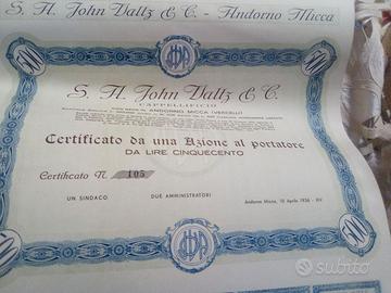 Titoli azionari d'epoca originali