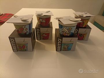 Britto: 4 coppette gelato + cucchiaino in ceramica