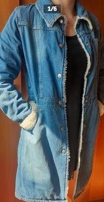 Cappotto jeans vintage pelo Benetton 12 anni XL
