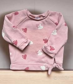 Carters  - Felpa bimba con nodino e cuori 12 mesi