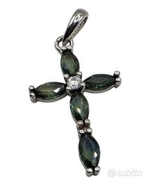 Croce con zaffiri naturali Sri Lanka