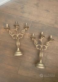 Due candelabri d’epoca in peltro