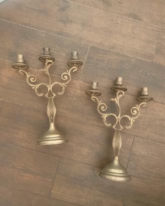 Due candelabri d’epoca in peltro