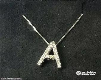 COLLANA LETTERA " A " ORO 18kt. E DIAMANTI