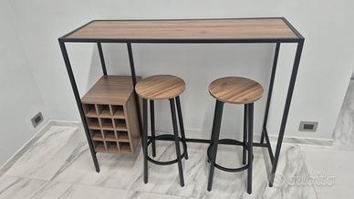 Banco isola con sgabelli - Legno/Metallo