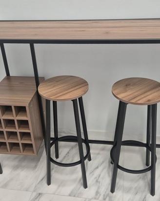 Banco isola con sgabelli - Legno/Metallo