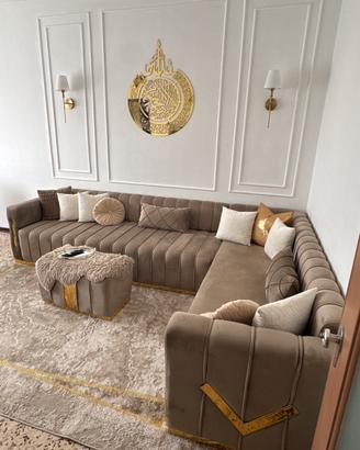 Divano salotto completo di tappeto e pouf