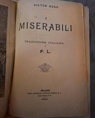libro antico I MISERABILI DI VICTOR HUGO  1906