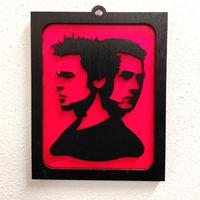 Quadretto 3D artigianale in legno Fight Club