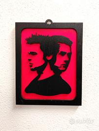 Quadretto 3D artigianale in legno Fight Club