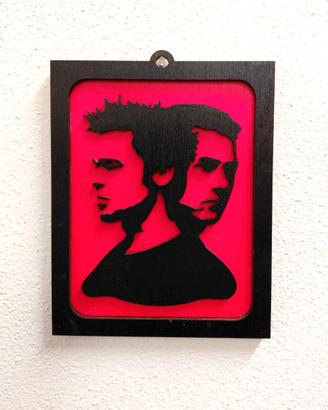 Quadretto 3D artigianale in legno Fight Club