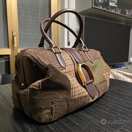 Borsa Ralph Lauren in tweed patchwork e pelle