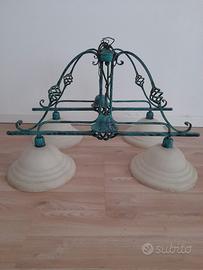 2 Coppie di Lampadari Bilanciere in Ferro Battuto