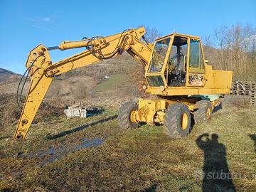 Escavatore, gommato, pala, legna, ruspa, caricator