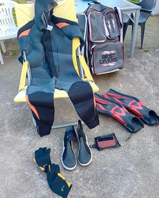 tuta e accessori da sub cressi taglia xxl