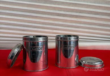 2Barattoli Vintage in Metallo per Caffè e Zucchero