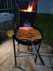 Barbecue artigianale rotondo griglia acciaio 50 cm
